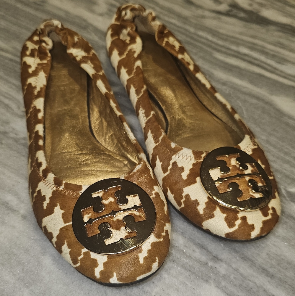 Tory Burch Brown and Cream Flats